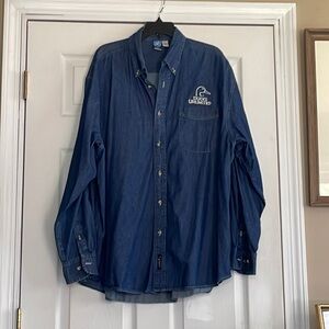 Ducks Unlimited long sleeve denim button down shirt embroidered logo 2X NWOT